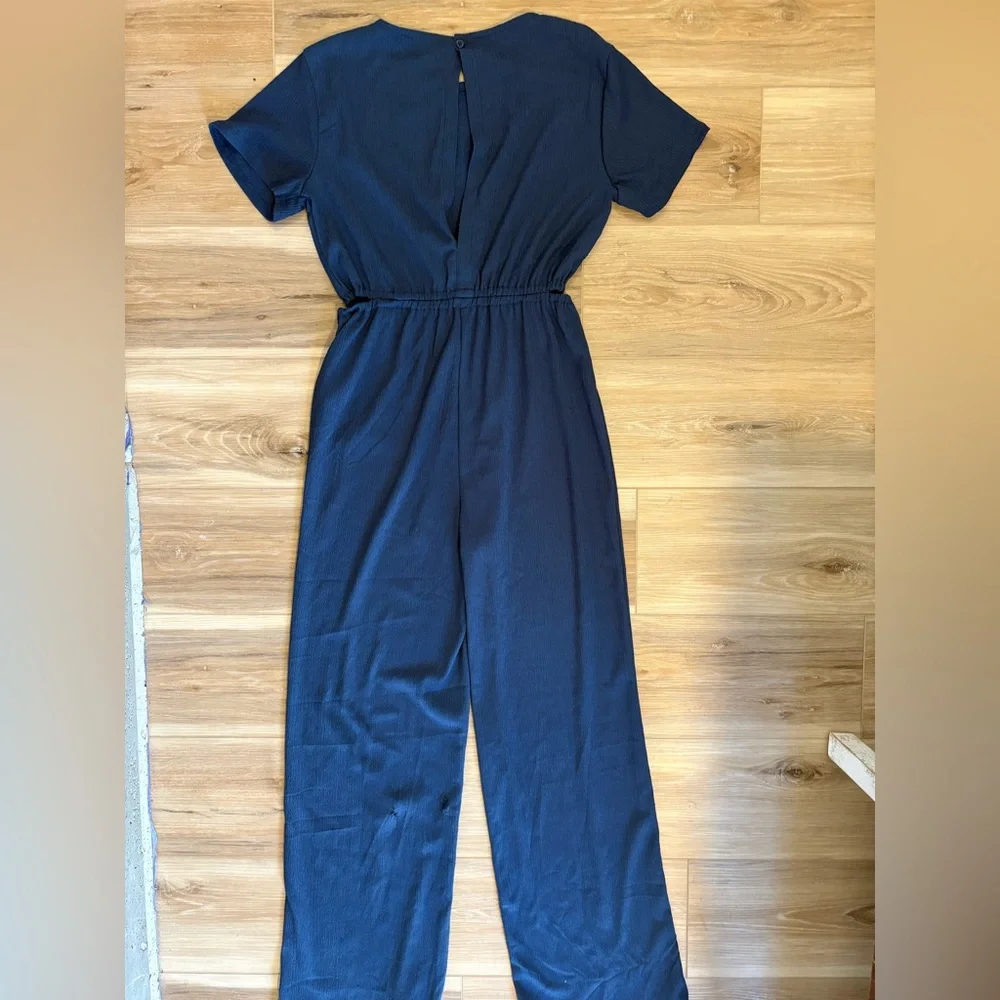 Joe's Jeans Blue Crinkle Wide Leg Jumpsuit O-Ring Sz XL 16 *Flaws